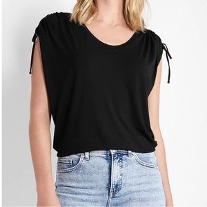 Express short sleeve ruched shoulder tee, XS